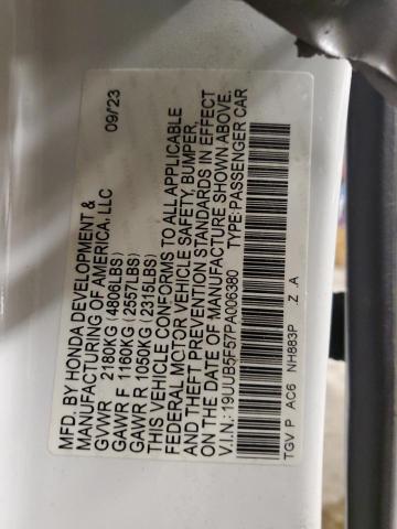 19UUB5F57PA006380 - 2023 ACURA TLX TECH A WHITE photo 13