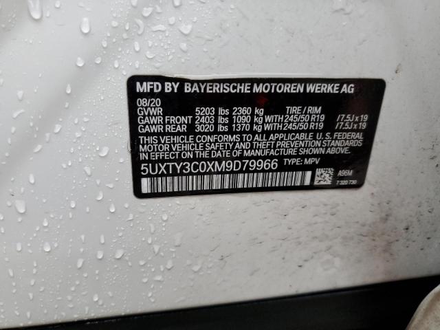 5UXTY3C0XM9D79966 - 2021 BMW X3 SDRIVE30I WHITE photo 14