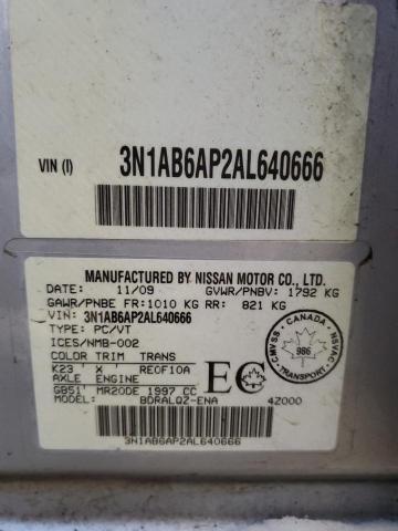 3N1AB6AP2AL640666 - 2010 NISSAN SENTRA 2.0 SILVER photo 12