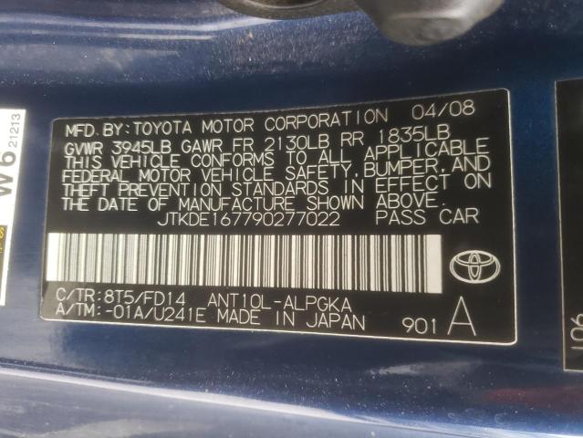JTKDE167790277022 - 2009 TOYOTA SCION TC 蓝色 照片 12