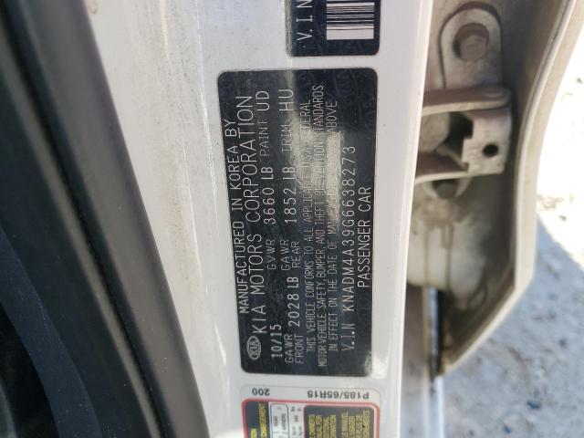 KNADM4A39G6638273 - 2016 KIA RIO LX WHITE photo 12