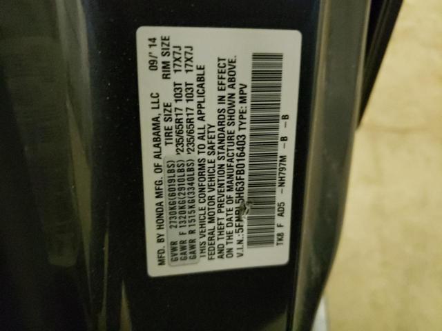 5FNRL5H63FB016403 - 2015 HONDA ODYSSEY EXL BLACK photo 13