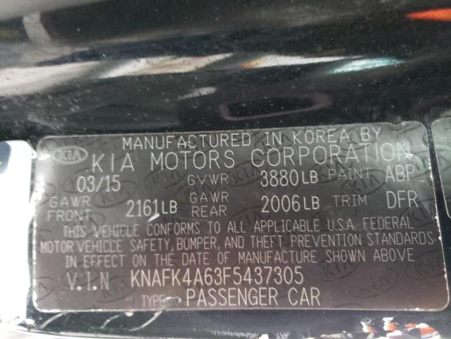 KNAFK4A63F5437305 - 2015 KIA FORTE LX BLACK photo 12