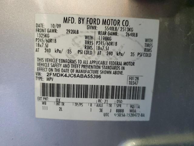 2FMDK4JC6ABA55396 - 2010 FORD EDGE SEL SILVER photo 13