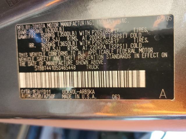 5TBBT44105S465448 - 2005 TOYOTA TUNDRA ACCESS CAB SR5 GRAY photo 12