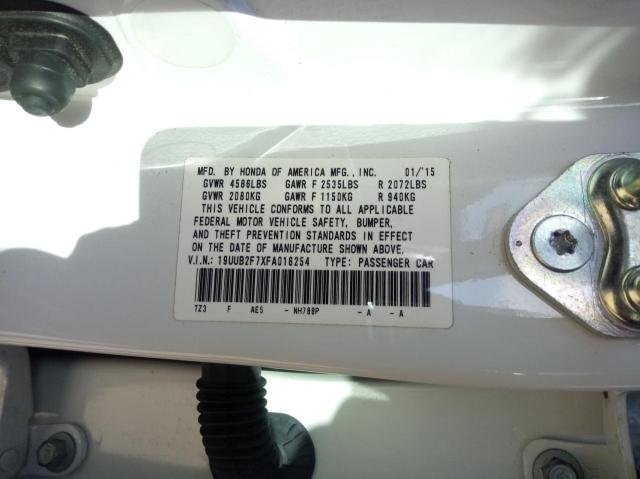 19UUB2F7XFA016254 - 2015 ACURA TLX ADVANCE WHITE photo 10