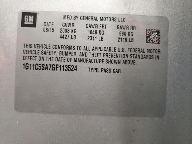 1G11C5SA7GF113524 - 2016 CHEVROLET MALIBU LIM LT 银色 照片 13