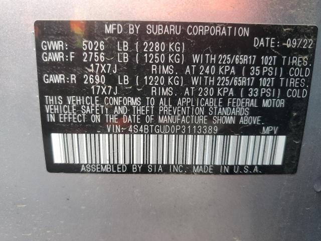 4S4BTGUD0P3113389 - 2023 SUBARU OUTBACK WILDERNESS SILVER photo 12