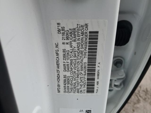 1HGCV1F19JA228015 - 2018 HONDA ACCORD LX WHITE photo 12