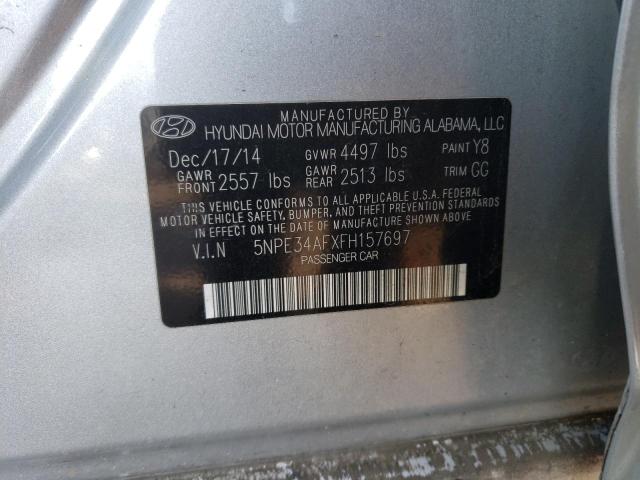 5NPE34AFXFH157697 - 2015 HYUNDAI SONATA SPORT SILVER photo 12