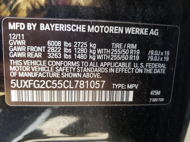 5UXFG2C55CL781057 - 2012 BMW X6 XDRIVE35I BLACK photo 13