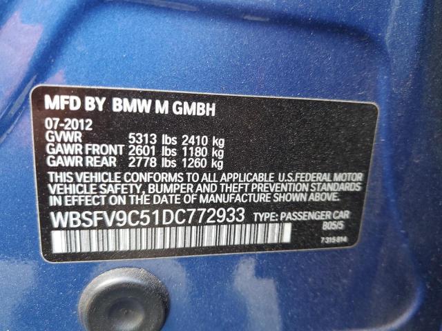 WBSFV9C51DC772933 - 2013 BMW M5 BLUE photo 12