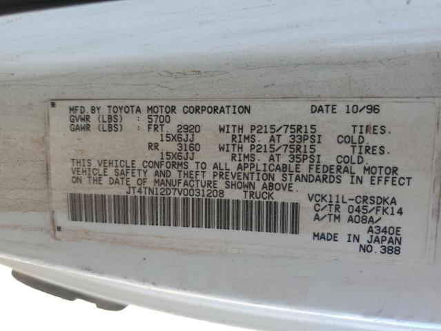 JT4TN12D7V0031208 - 1997 TOYOTA T100 XTRACAB WHITE photo 12