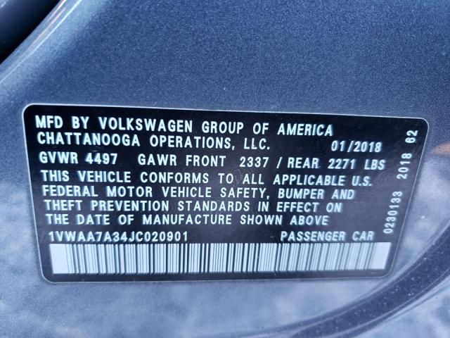 1VWAA7A34JC020901 - 2018 VOLKSWAGEN PASSAT S GRAY photo 12