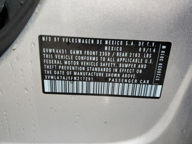 3VWLA7AJ6FM217291 - 2015 VOLKSWAGEN JETTA TDI SILVER photo 12