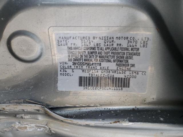 3N1CE2CP5EL411118 - 2014 NISSAN VERSA NOTE S SILVER photo 12