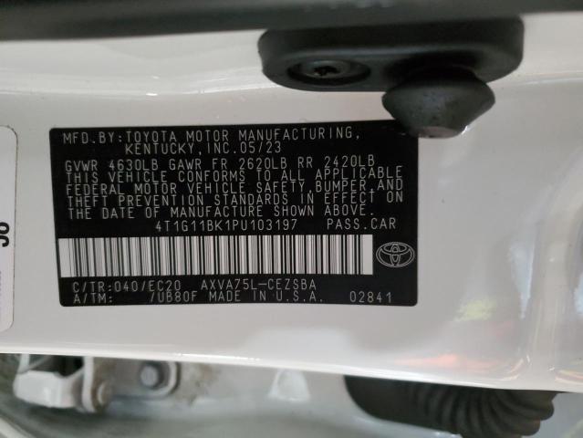 4T1G11BK1PU103197 - 2023 TOYOTA CAMRY SE NIGHT SHADE WHITE photo 12