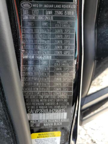 SALVP2RX8JH296815 - 2018 LAND ROVER RANGE ROVE SE BLACK photo 13
