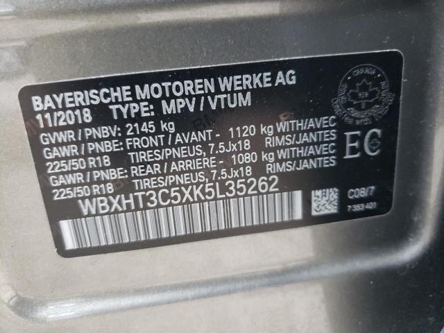 WBXHT3C5XK5L35262 - 2019 BMW X1 XDRIVE28I GRAY photo 13