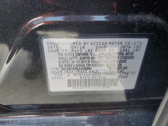 3N1AB7AP6JL645004 - 2018 NISSAN SENTRA S BLACK photo 12