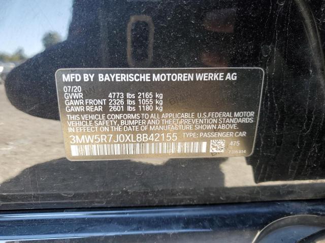 3MW5R7J0XL8B42155 - 2020 BMW 330XI Noir photo 13