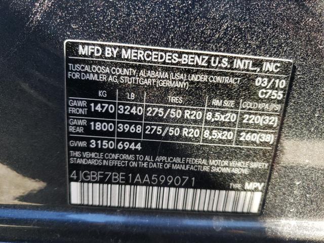 4JGBF7BE1AA599071 - 2010 MERCEDES-BENZ GL 450 4MATIC GRAY photo 13