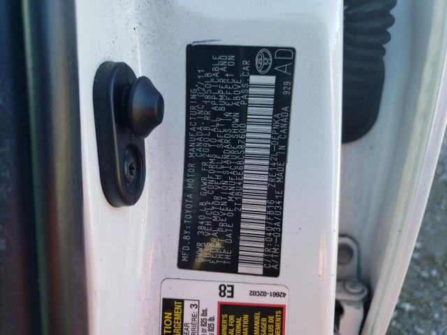 2T1BU4EE6BC587600 - 2011 TOYOTA COROLLA BASE WHITE photo 12