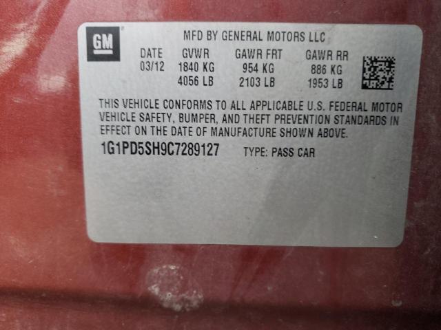 1G1PD5SH9C7289127 - 2012 CHEVROLET CRUZE LS ORANGE photo 12