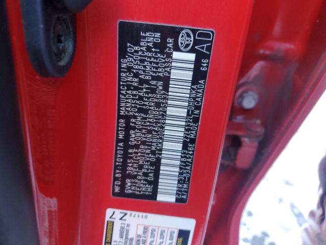 2T1KR30E28C705637 - 2008 TOYOTA COROLLA MA XR RED photo 12