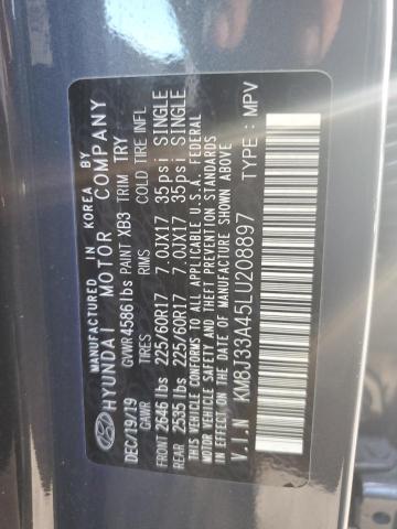 KM8J33A45LU208897 - 2020 HYUNDAI TUCSON LIMITED GRAY photo 12