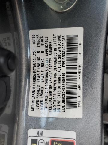 JHMZE2H73AS008491 - 2010 HONDA INSIGHT EX GRAY photo 13