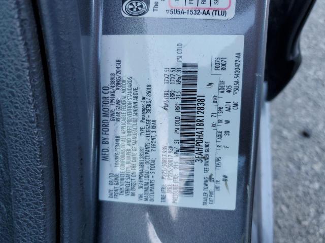 3FAHP0HA1BR128381 - 2011 FORD FUSION SE GRAY photo 12