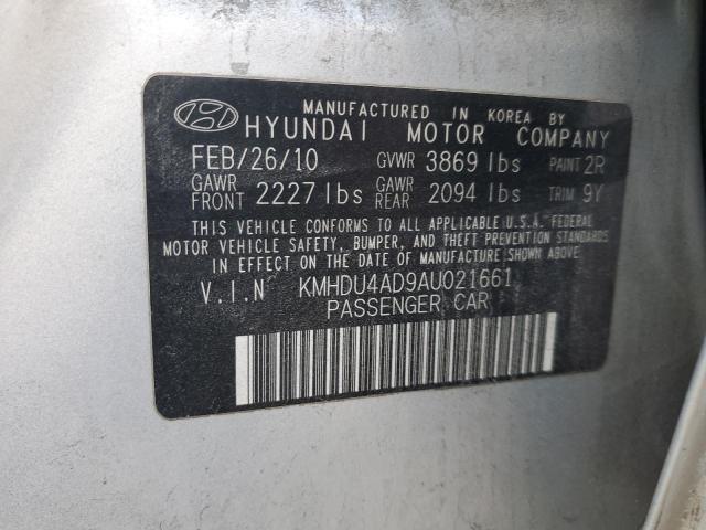 KMHDU4AD9AU021661 - 2010 HYUNDAI ELANTRA BLUE SILVER photo 13