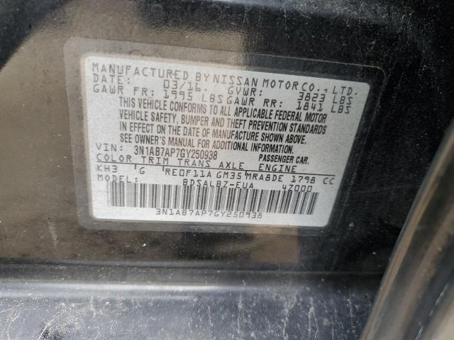 3N1AB7AP7GY250938 - 2016 NISSAN SENTRA S BLACK photo 12