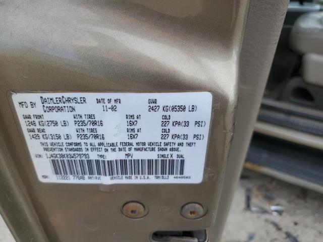 1J4GK38K03W579793 - 2003 JEEP LIBERTY RENEGADE 棕色 照片 12