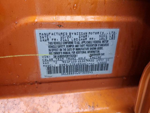 3N1AB8DV6NY302041 - 2022 NISSAN SENTRA SR ORANGE photo 12