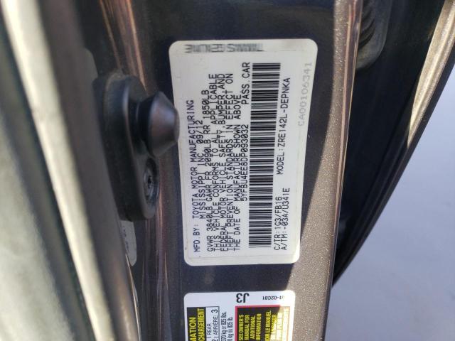 5YFBU4EE8DP093032 - 2013 TOYOTA COROLLA BASE GRAY photo 12