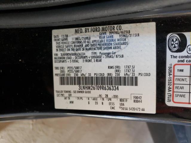 3LNHM26T09R636334 - 2009 LINCOLN MKZ BLACK photo 12