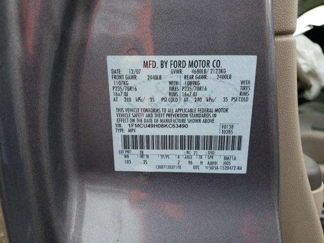 1FMCU49H08KC63490 - 2008 FORD ESCAPE HEV GRAY photo 13