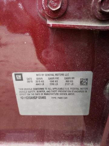 1G11C5SA8GF120465 - 2016 CHEVROLET MALIBU LIM LT 勃艮第红 照片 12