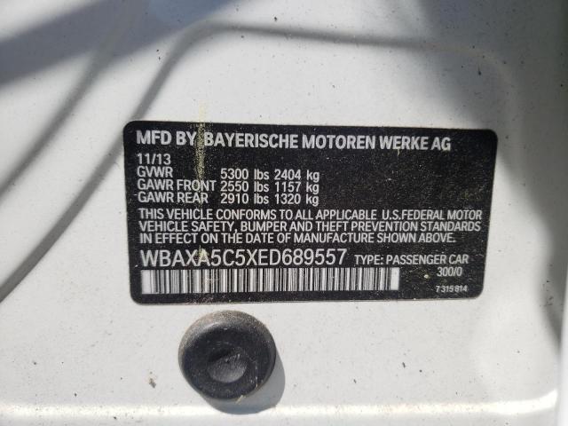 WBAXA5C5XED689557 - 2014 BMW 535 D WHITE photo 10