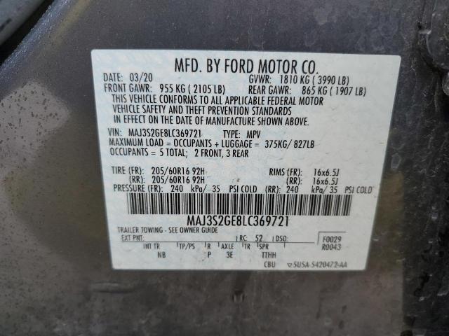 MAJ3S2GE8LC369721 - 2020 FORD ECOSPORT SE GRAY photo 13