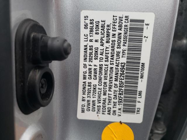 19XFB2F85FE264943 - 2015 HONDA CIVIC EX SILVER photo 12