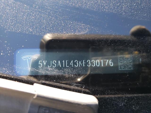 5YJSA1E43KF330176 - 2019 TESLA MODEL S Մոխրագույն լուսանկար 12