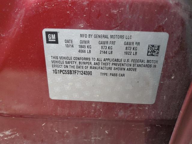 1G1PC5SB7F7124390 - 2015 CHEVROLET CRUZE LT RED photo 12