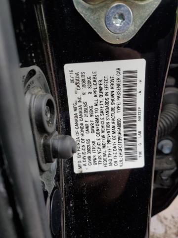 2HGFC1F39GH648890 - 2016 HONDA CIVIC EX BLACK photo 12