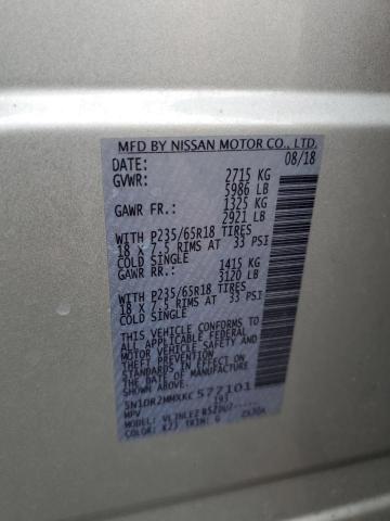 5N1DR2MMXKC577101 - 2019 NISSAN PATHFINDER S SILVER photo 13