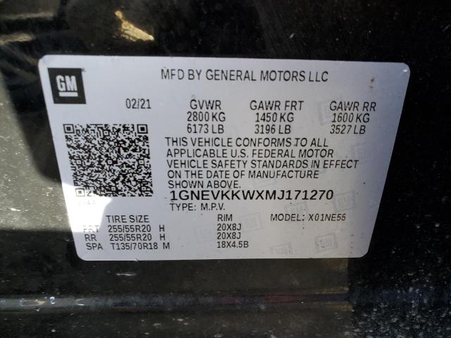 1GNEVKKWXMJ171270 - 2021 CHEVROLET TRAVERSE PREMIER BLACK photo 13