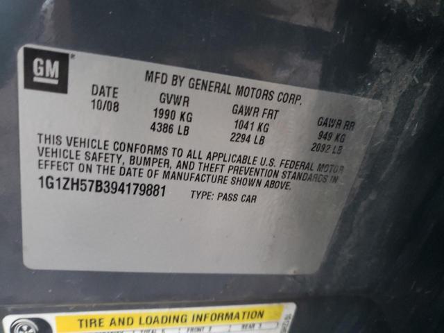 1G1ZH57B394179881 - 2009 CHEVROLET MALIBU 1LT Сұр фото 12