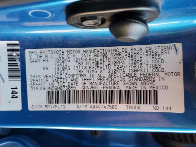 3TMJU62N59M073055 - 2009 TOYOTA TACOMA DOUBLE CAB PRERUNNER BLUE photo 12